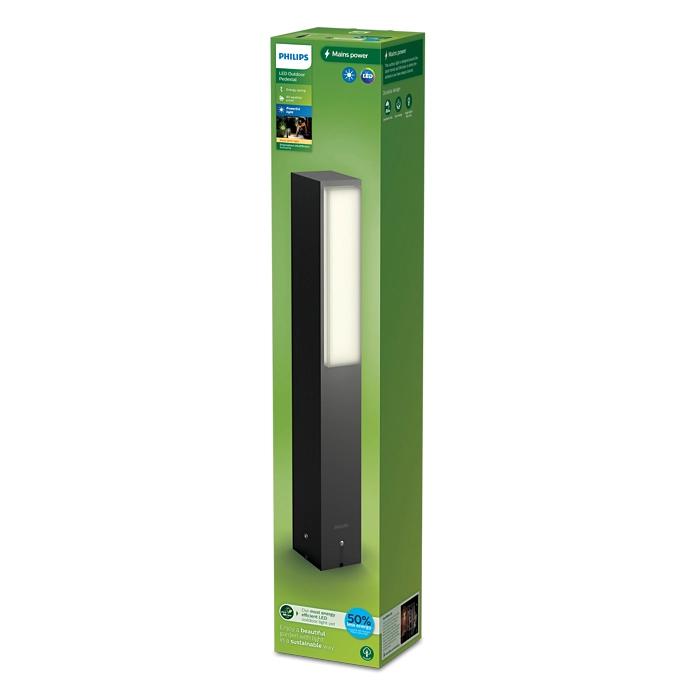 Stalp LED pentru exterior Philips STRATOSPHERE, 3.8W, 800 lm, lumina calda (2700K), IP44, 420x60x76mm, Antracit