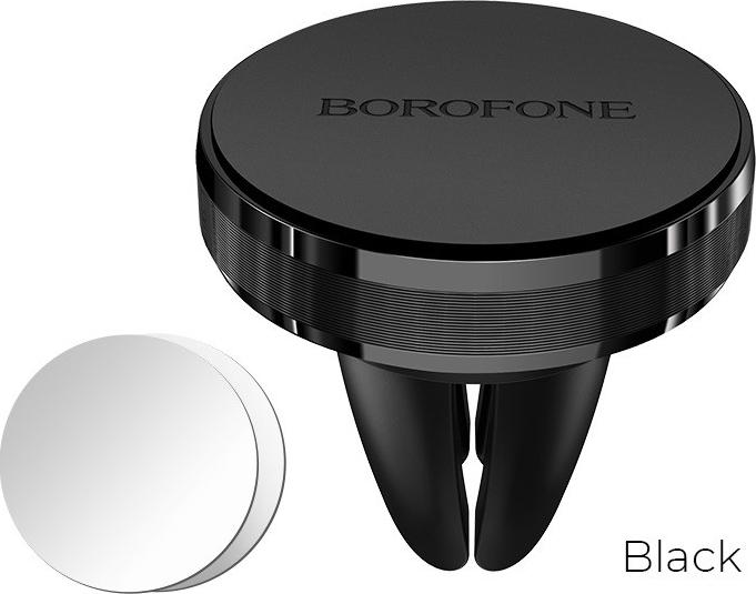 Borofone BH8 Air / Suport Auto Magnetic Universal, Prindere in grila de aerisire, Aliaj aluminiu si panou siliconic, Negru