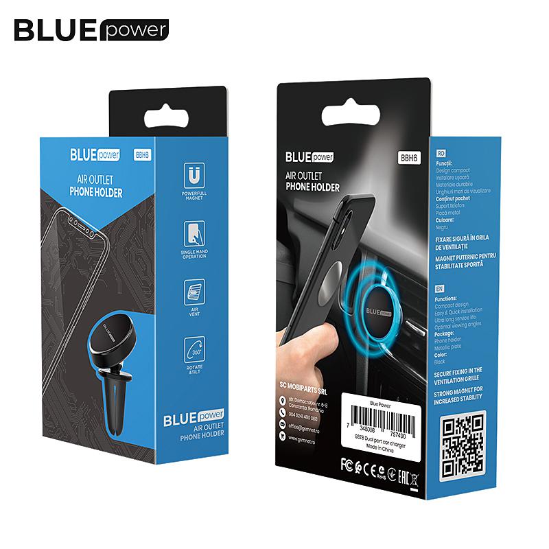 Suport Auto Magnetic BLUE Power BBH6, Air Outlet, Negru