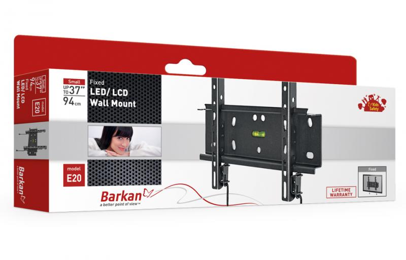 ﻿Suport TV de perete, Barkan E20.B, Fix, 26"- 39", VESA 200 x 200 mm, suporta pana la 40kg, negru
