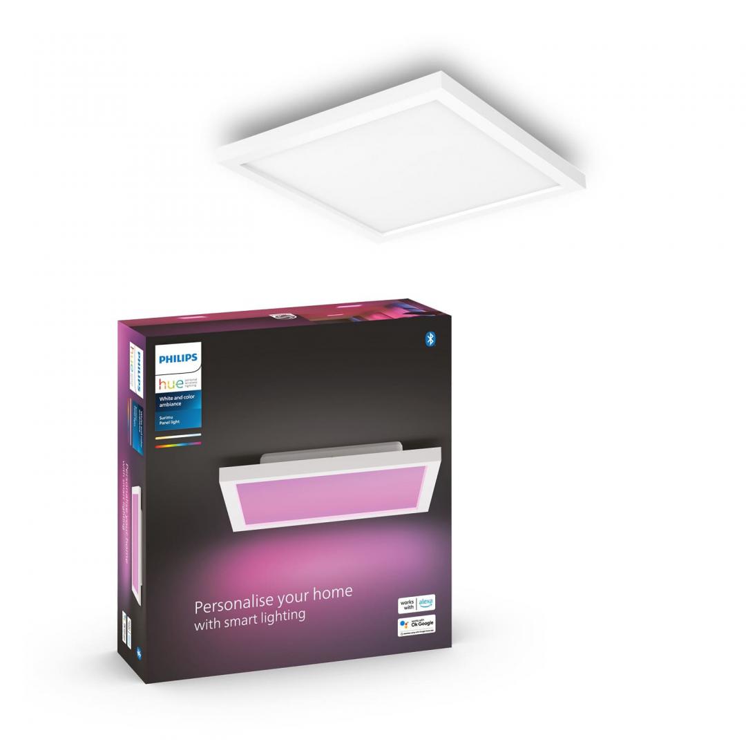 Panou inteligent LED RGB Philips Hue Surimu SQ, Bluetooth, 25W, 1760 lm, lumina alba si color (2000-6500K), IP20, 30cm, Aluminiu, Alb