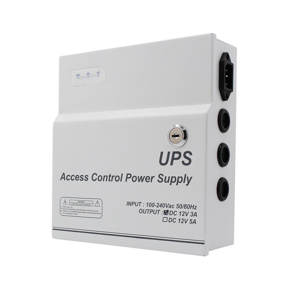 Sursa de alimentare 3A cu back up pentru sisteme de access control STD- TMJY03-12-7Z, tensiune intrare 96-264V, 47Hz-63Hz, tensiune de iesire: DC12V 3A,36W, carcasa metal, intrare pentru acumulator de 7Ah 12V( nu este inclus), temporizare access: 0-45s, protectie: short circuit, over current