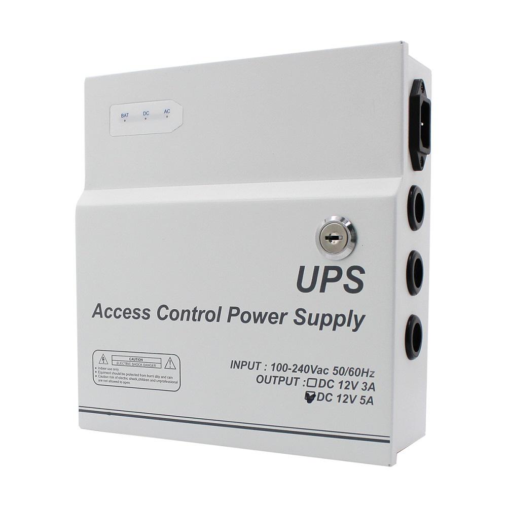 Sursa de alimentare 5A cu back up pentru sisteme de access control STD- TMJY05-12-7Z, tensiune intrare 996-264V, 47Hz-63Hz, tensiune de iesire: DC12V 5A,60W, carcasa metal, intrare pentru acumulator de 7Ah 12V( nu este inclus),  temporizare access: 0-45s, protectie: short circuit, over current