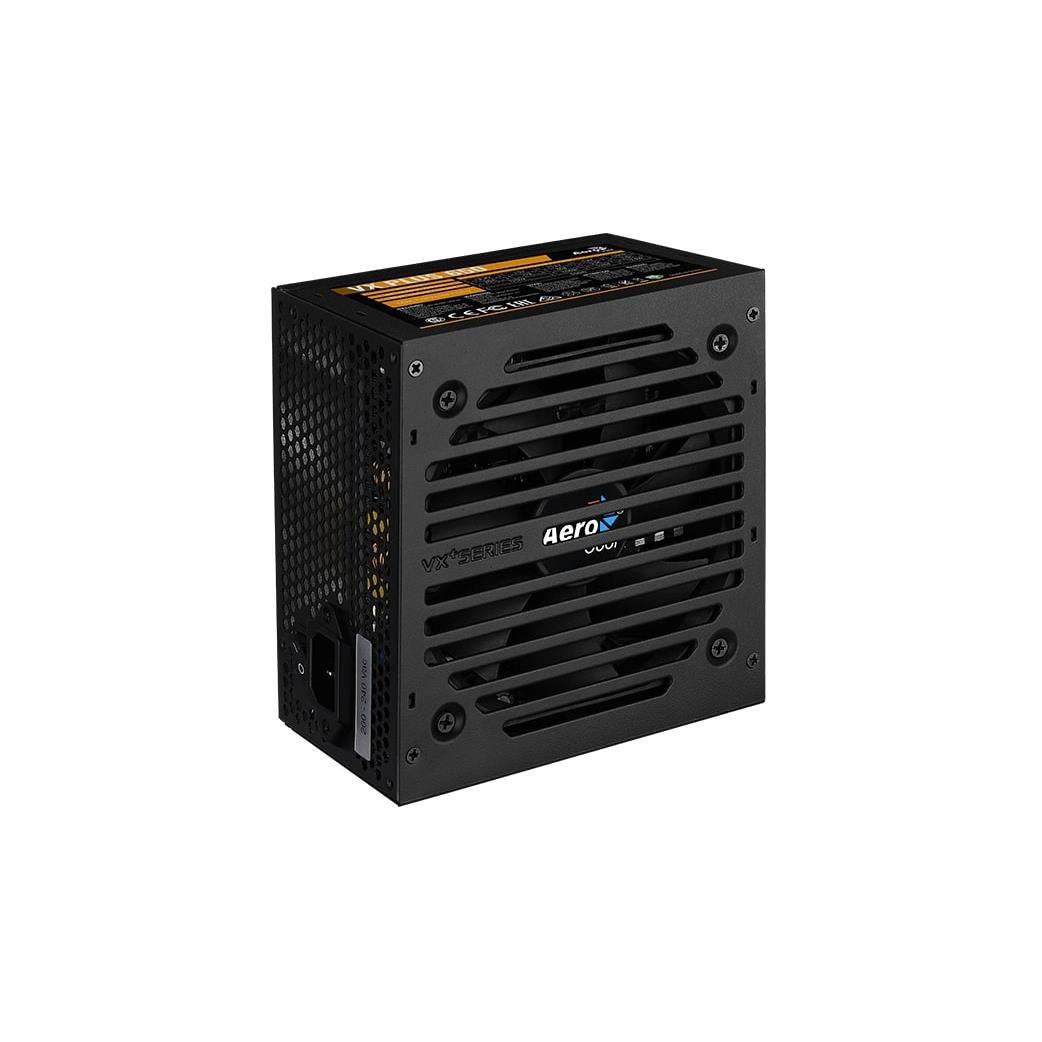 Sursa Aerocool VX Plus 650 650W, eficienta 82%, single rail (50A), ventilator silentios de 120mm cu control termic automat, 2x6+2pin PCIE, 4x SATA, 3x Molex, 1x Floppy, 1x 4+4pin EPS12V (lungime 550mm), 1x 24pin (lungime 500mm), protectiiOPP/OVP/UVP/SCP/SIP, Active PFC, ATX 12V v2.3