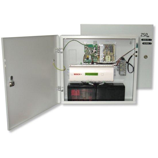 Sursa de alimentare pentru sisteme de detectie incendiu 24V/2.5A in cutie metalica Merawex ZSP100-2.5A-18, loc pentru 2 acumulatori 12V/18Ah. Tensiune de intrare: 100/230VAC, eficiență ridicată sub sarcină și consum redus, comunicare RS-232 / RS-485, rata scăzută de eșec (0,5% în trei ani), ieșiri
