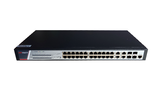 Switch 24 porturi POE Gigabit, Hikvision DS-3E2528P(B)(O-STD), Full Managed, 24  x Gigabit Poe electrical ports si 4 x Gigabit combo ports, SwitchingCapacity 336 Gbps, Packet Forwarding Rate 51 Mpps,putere POE 370 W, maxim 30W per port, Software Function: Device Maintenance, Reliability, WLAN, Port