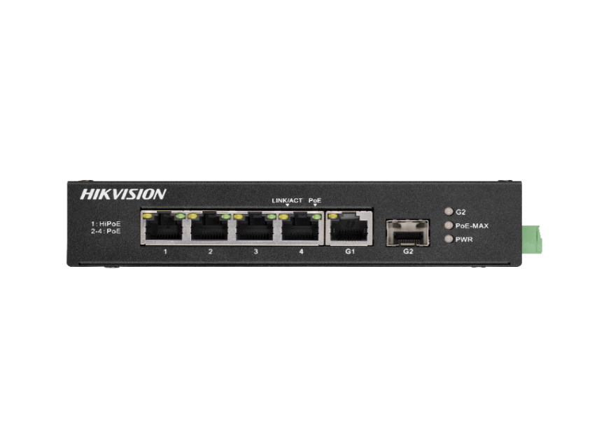 Switch Hikvision DS-3T0306HP-E/HS, 4-port, HiPOE