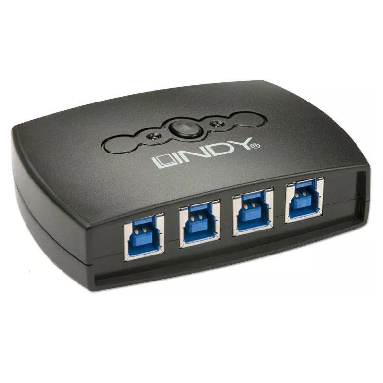 Switch USB Lindy LY-43144, 4 Port, USB 3.0, Negru
