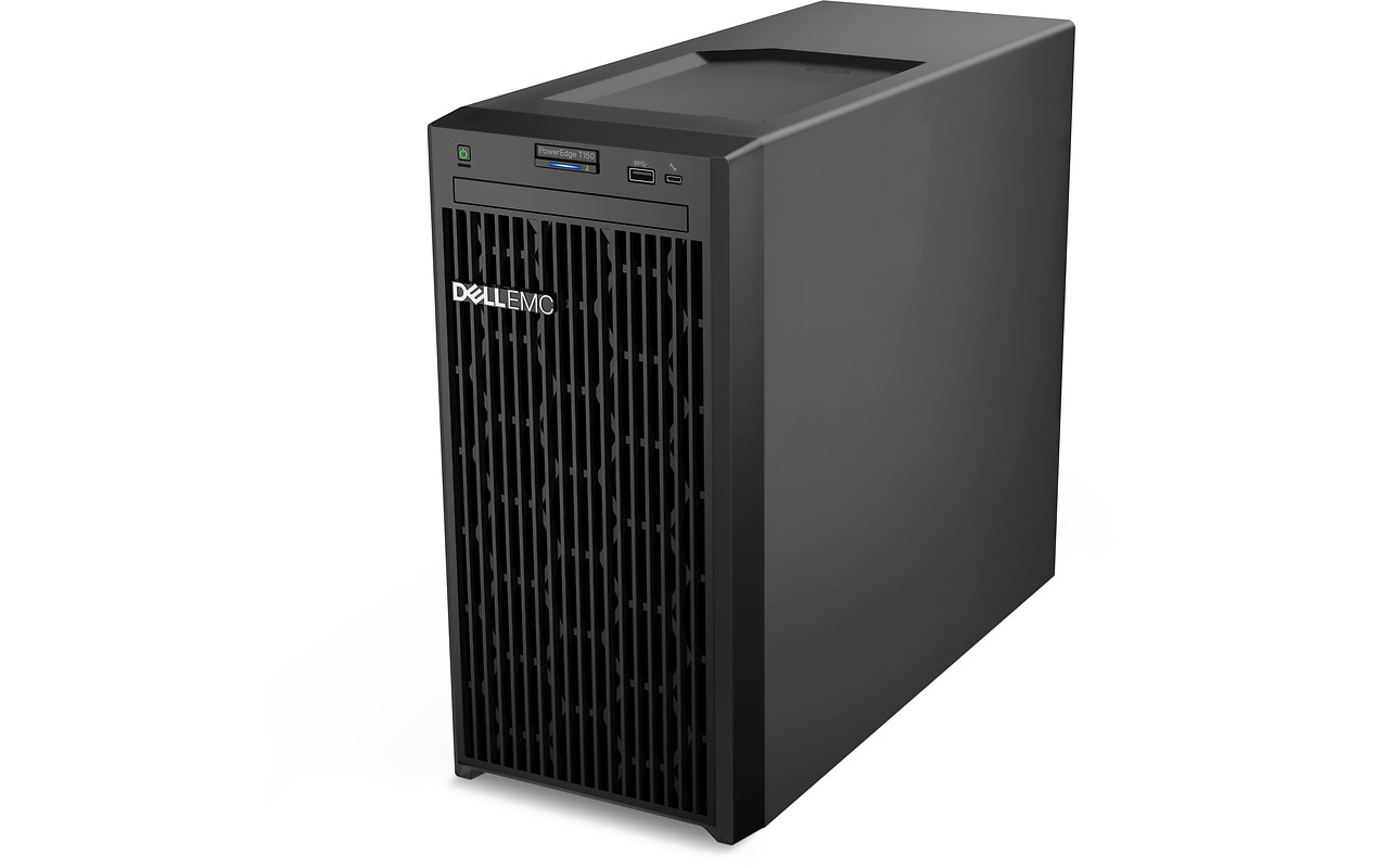 PowerEdge T150 Tower Server Intel Xeon E-2314 2.8GHz, 8M Cache, 4C/4T, Turbo (65W), 3200 MT/s, 16GB UDIMM, 3200MT/s, ECC, 2TB 7.2K RPM SATA 6Gbps 512n 3.5in Cabled Hard Drive, 3.5 Chassis with up to 4 Hard Drives, Motherboard with Broadcom 5720 Dual Port 1Gb On-Board LOM, iDRAC9, Basic 15G, PERC