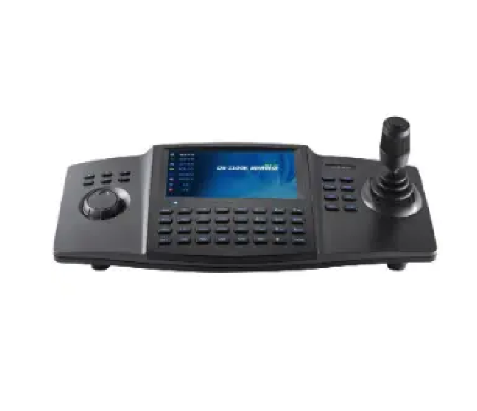 Tastatura de control Hikvision DS-1100KI(B) pentru camere speed dome, display  7" LCD, 4D joystick, suporata 32 utilizatori si 4000 echipamente, interfata retea 1 × 100M/1000M self-adaptive, 1 × RS-232, 1 × RS-485, 1 × USB 2.0 interface, dimensiuni 435 × 193 × 110 mm, greutate 2 KG, alimentare 12VDC