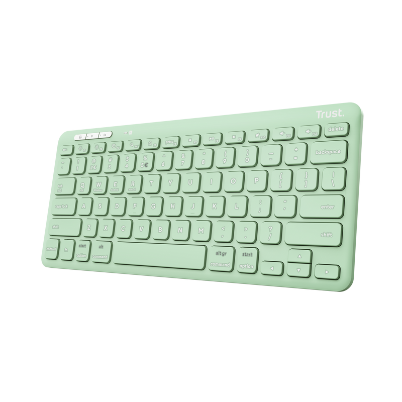 Tastatura Trust Lyra Wireless, conexiune USB-A, USB-C 1.1, distanta acoperire wireless 10m, 1x AAA baterie, compatibila cu laptop, pc, Bluetooth devices, tableta, verde