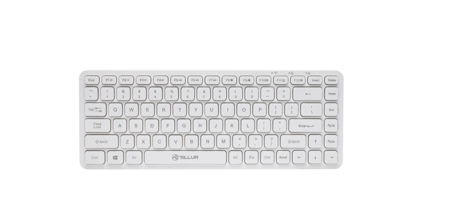 Tastatura wireless Tellur mini, numar tasete 84, dinmensiune 430 x 123 x 15 mm, alb