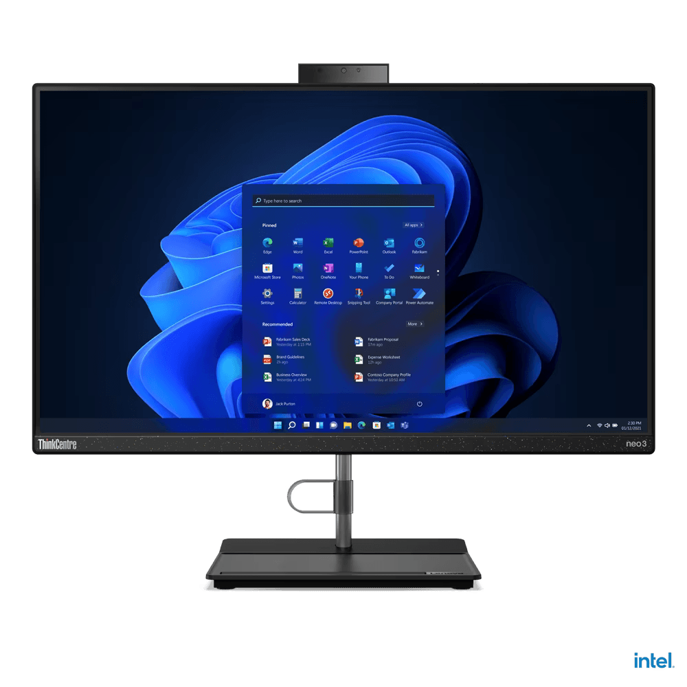 All-in-One Lenovo, ThinkCentre neo 30a 24, 23.8" FHD (1920x1080) IPS Anti-glare 250nits, 72% Gamut, No Touch, Intel Core i3-1215U, 6C (2P + 4E) / 8T, P-core 1.2 / 4.4GHz, E-core 0.9 / 3.3GHz, 10MB, 8GB SO-DIMM DDR4-3200, 256GB SSD M.2 2280 PCIe 4.0x4 NVMe, Graphics:Integrated Intel UHD Graphics