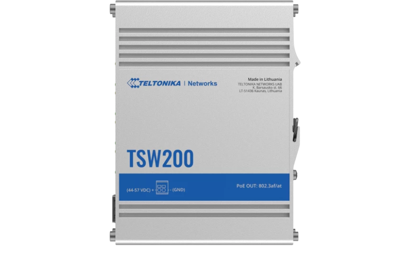 TELTONIKA INDUSTRIAL 8Port Unmanaged POE TSW200, Interfata: 8 x ETH ports, 10/100/1000 Mbps, supports auto MDI/MDIX crossover, 2 x SFP ports, Standarde wireless: 802.3i, 802.3u, 802.3ab, 802.3x, 802.3az, 802.3ad, Porturi POE: 1-8, Buget POE: 240W, Latime de banda: 20 Gbps, Carcasa aluminiu