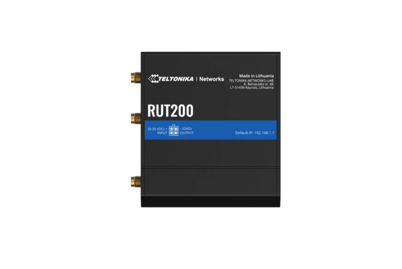 TELTONIKA INDUSTRIAL CELLULAR ROUTER RUT200 4G (LTE) – Cat 4 up to 150 Mbps, 3G – Up to 42 Mbps, 2G – Up to 236.8 kbps, sTANDARDE WIRELESS: IEEE 802.11b/g/n, Access Point (AP), Station (STA), Wi-Fi users: 50, Fast roaming (802.11r), Relayd, Interfata: 1 x WAN port  10/100 Mbps, 1 x LAN port, 10/100