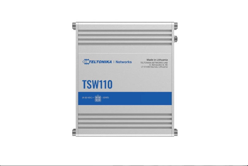 TELTONIKA INDUSTRIAL UNMANAGED L2 5PPORT GIGABIT SWITCH TSW110, Interfata: 5 x ETH ports, 10/100/1000 Mbps, supports auto MDI/MDIX crossover, Standarde retea: 802.3i, 802.3u, 802.3ab, 802.3x, 802.3az, 802.3ad, Latime de banda: 10 Gbps, Carcasa aluminiu, Dimensiuni: 100 x 30 x 85 mm, Greutate: 227g