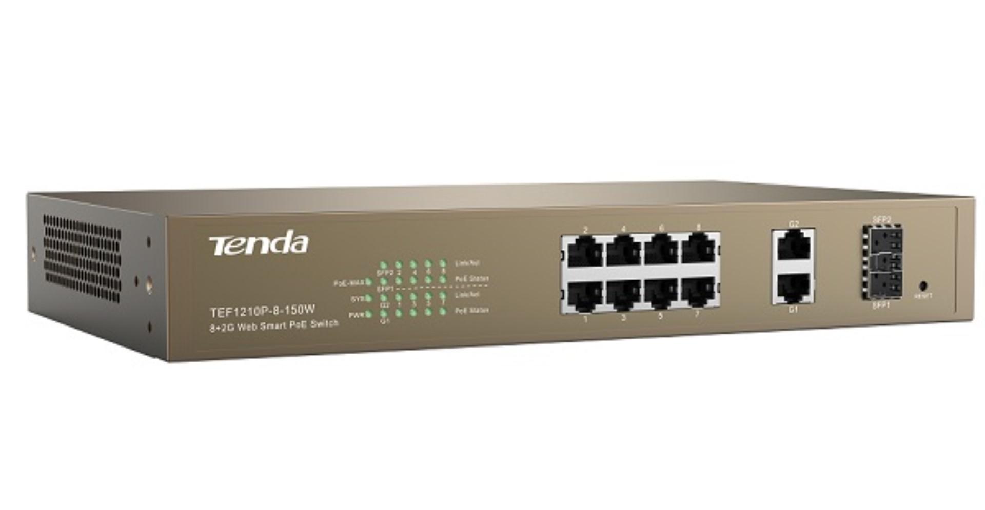 Switch Tenda TEF1210P-8-150W, 10 port, 10/100 Mbps