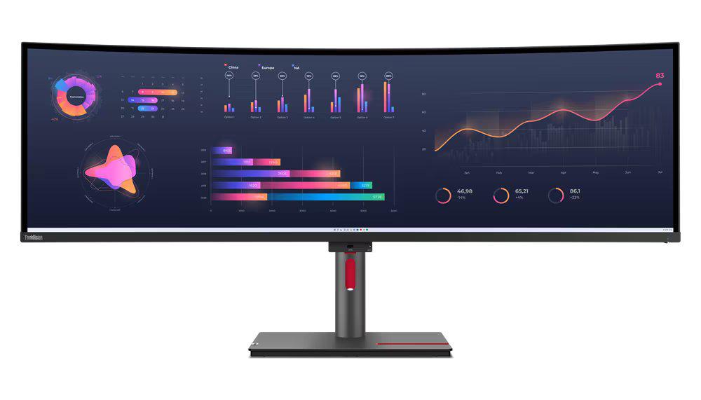 Monitor Lenovo ThinkVision P49w-30, 49'' IPS, DQHD (5120x1440), Anti- glare, 32:9, Curvature: 3800R, Brightness: 350 nits, Contrast ratio: 2000:1, Refresh Rate: 60Hz, Response time: 4 ms (Extreme mode) / 6 ms (Typical mode), Dot / Pixel Per Inch: 109 dpi, Color Gamut: 99% sRGB, 98% DCI-P3, View