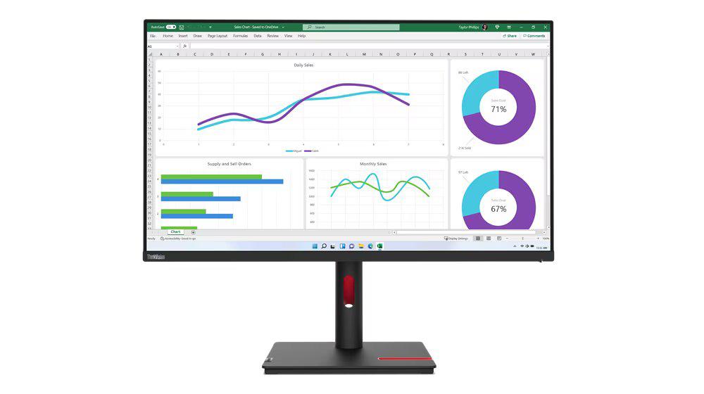 Monitor Lenovo ThinkVision T32h-30 31.5" IPS, QHD (2560x1440), 16:9, Brightness: 350 cd/m², Contrast ratio: 1000:1, Response time: 4ms (Extreme mode) / 6ms (Typical mode), Dot / Pixel Per Inch: 93 dpi, Color Gamut: 99% sRGB, View angle: 178° / 178°, Stand: Tilt, Swivel, Pivot, Height Adjust Stand