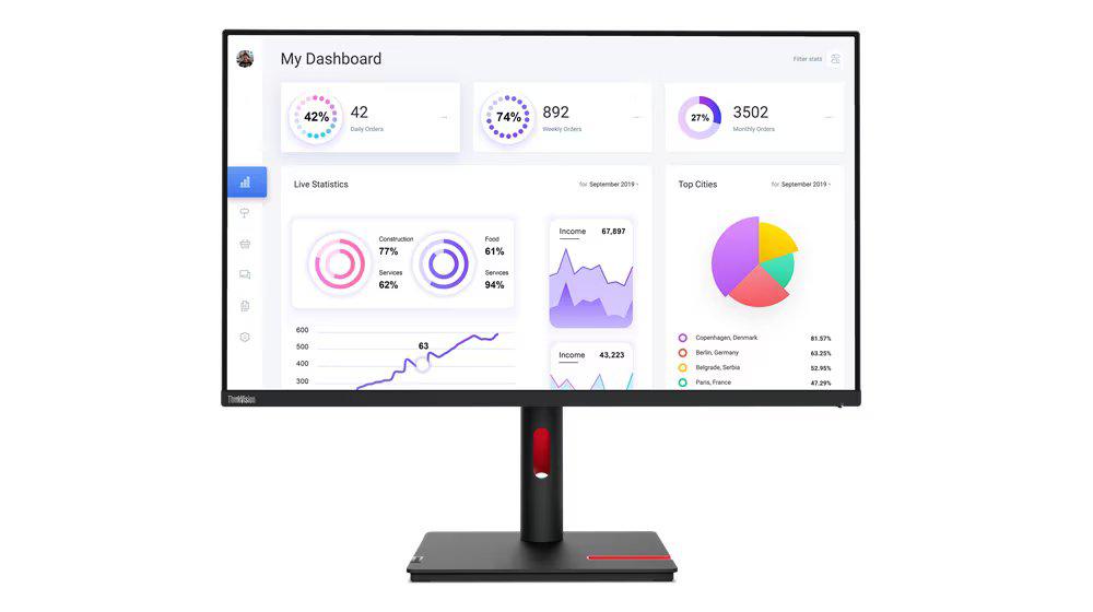 Monitor Lenovo ThinkVision T32p-30 31.5"IPS, UHD (3840x2160), 16:9, Brightness: 350 nits, Contrast ratio: 1000:1, Response time: 4 ms (Extreme mode) / 6 ms, Dot / Pixel Per Inch: 140 dpi, Color Gamut: 100% sRGB, 95% DCI-P3, View angle: 178 / 178, Stand: Tilt, Swivel, Pivot, Height Adjust Stand, Side
