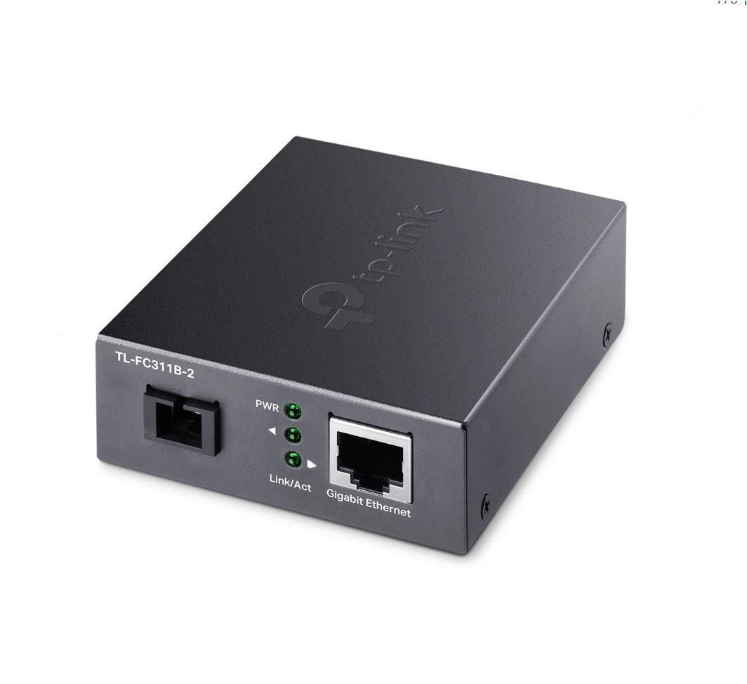 TP-LINK Gigabit WDM Media Converter, TL-FC311B-2, Standarde si protocoale: IEEE 802.3i, 802.3u, 802.3ab, 802.3z, interfata: 1 x Gigabit SC fiber, 1× 10/100/1000 Mbps RJ45 Port (Auto MDI/MDIX), UTP category 5, 5e cable (maximum 100m), dimensiuni: 94.5×73.0×27.0 mm.