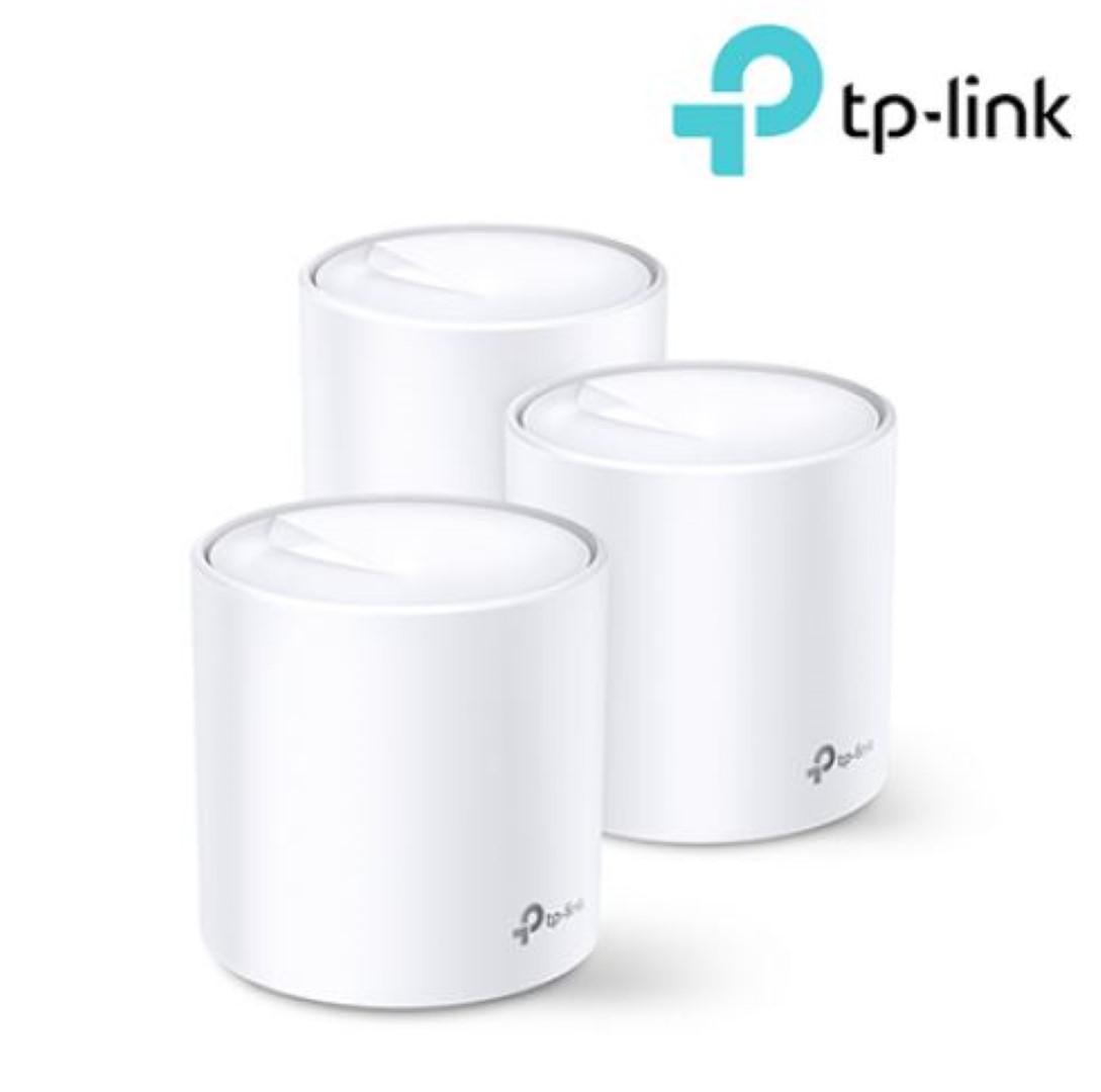 TP-Link AX1800 whole home mesh Wi-Fi 6 System, Deco X20(3-pack); Wireless Standards: IEEE 802.11a/n/ac/ax 5GHz, IEEE 802.11b/g/n/ax 2.4GHz, Signal Rate: 575 Mbps on 2.4GHz, 1200 Mbps on 5GHz, 1024QAM on 2.4GHz and 5GHz, 2 X 10/100/1000 Mbps RJ45 ports, Working Mode: Router, Access Point, 4 internal