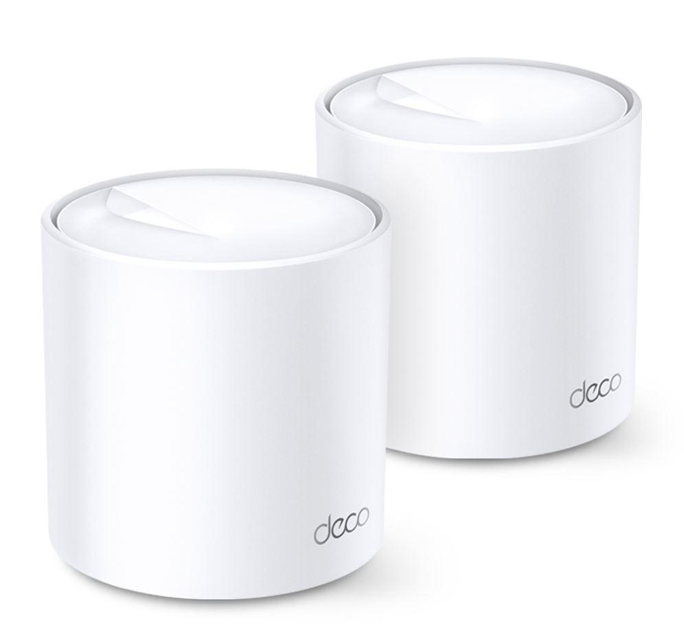 TP-Link AX1800 whole home mesh Wi-Fi 6 System, Deco X20(2-pack); Wireless Standards: IEEE 802.11a/n/ac/ax 5GHz, IEEE 802.11b/g/n/ax 2.4GHz, Signal Rate: 575 Mbps on 2.4GHz, 1200 Mbps on 5GHz, 1024QAM on 2.4GHz and 5GHz, 2 X 10/100/1000 Mbps RJ45 ports, Working Mode: Router, Access Point, 4 internal