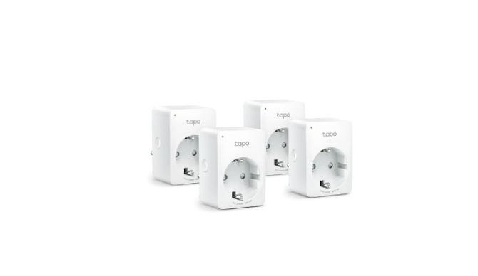 TP-Link MINI SMART WI-FI SOCKET TAPO P100 (4-PACK), Protocol: IEEE 802.11b/g/n, Bluetooth 4.2 (for onboarding only), 2.4 GHz, Android 4.4 or higher, iOS 9.0 or higher, AC 220-240 V~50/60 Hz 10 A, Maximum Load, 2300 W, 10 A.