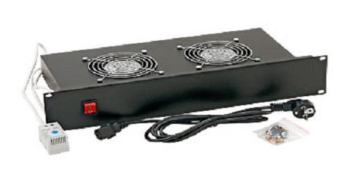 Panou ventilatie Triton pentru rack de podea 19, 2 ventilatoare 230V/60W cu termostat, flux axial, gri