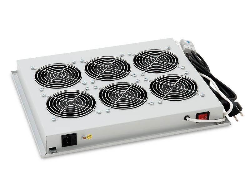 Panou ventilatie Triton pentru rack de podea 19, 6 ventilatoare 230V/60W cu termostat, flux axial, gri