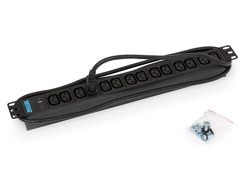 PDU Triton 19" 14xC13 IEC320, led control, cablu 3x1.5mm 2m cu conector intrare C14 IEC320