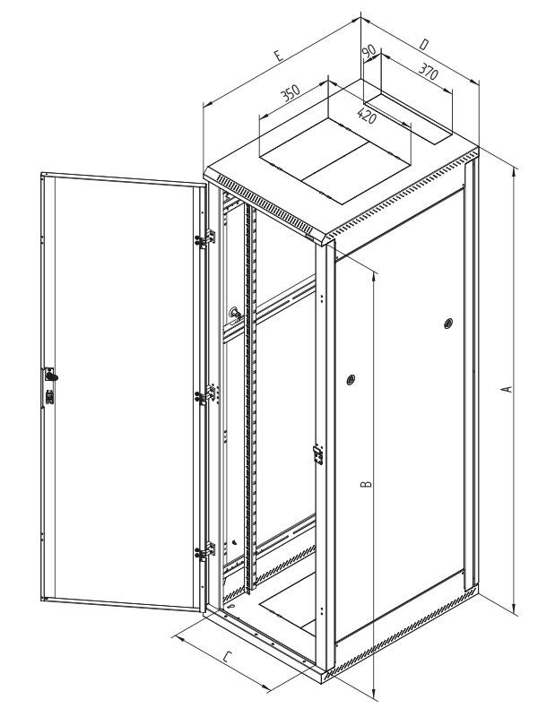 Rack de podea 19 Triton 15U 600x1000mm usa fata sticla panouri laterale/spate detasabile sectiuni pentru ventilatie activa, sectiuni acces cabluri sus/jos/spate IP20 gri