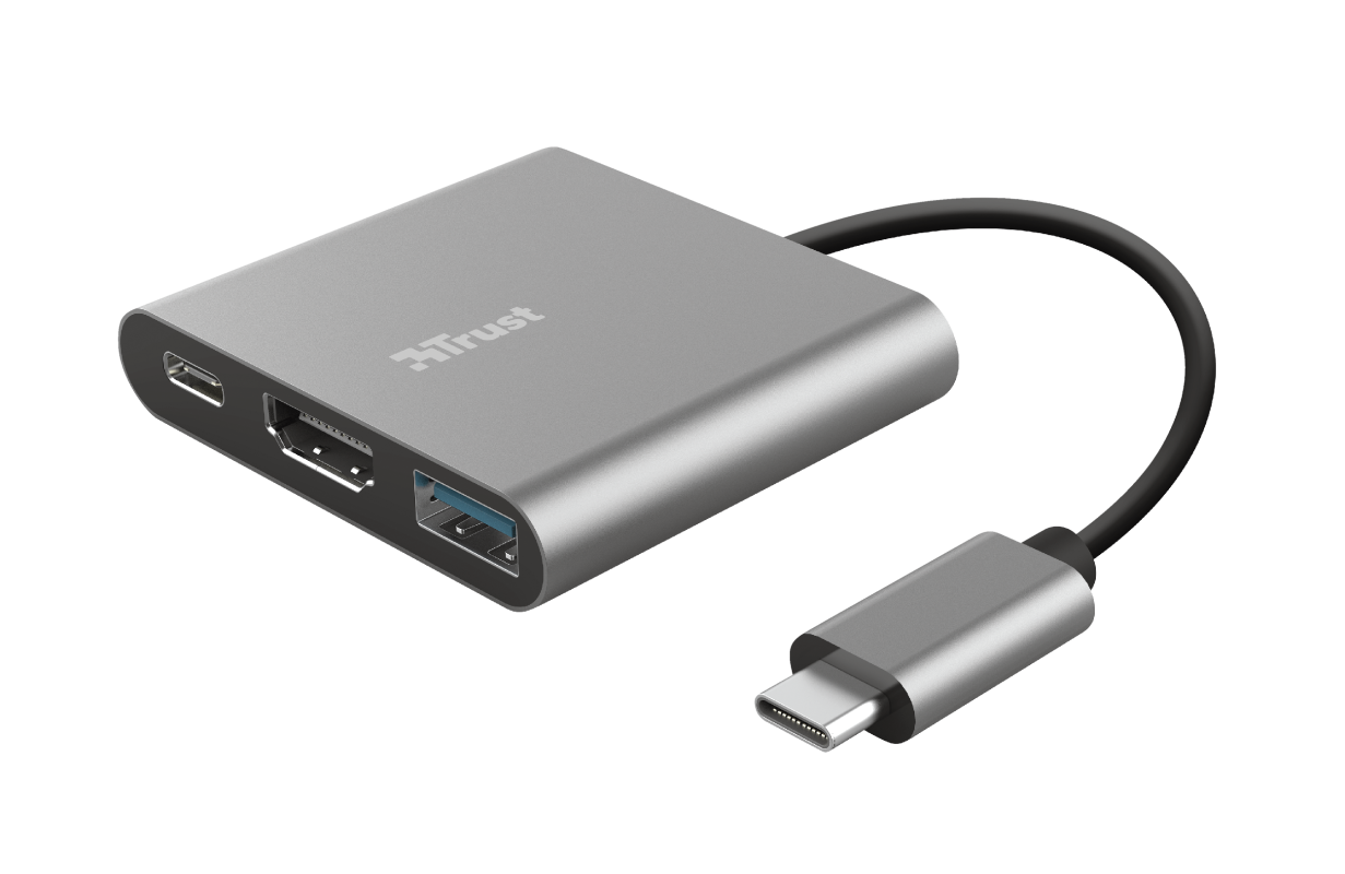 Hub USB Trust Dalyx, 3 porturi USB-C, silver