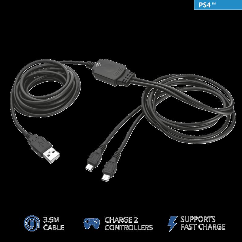 Accesoriu gaming Trust GXT 222 Duo Charge & Play Cable pentru PS4