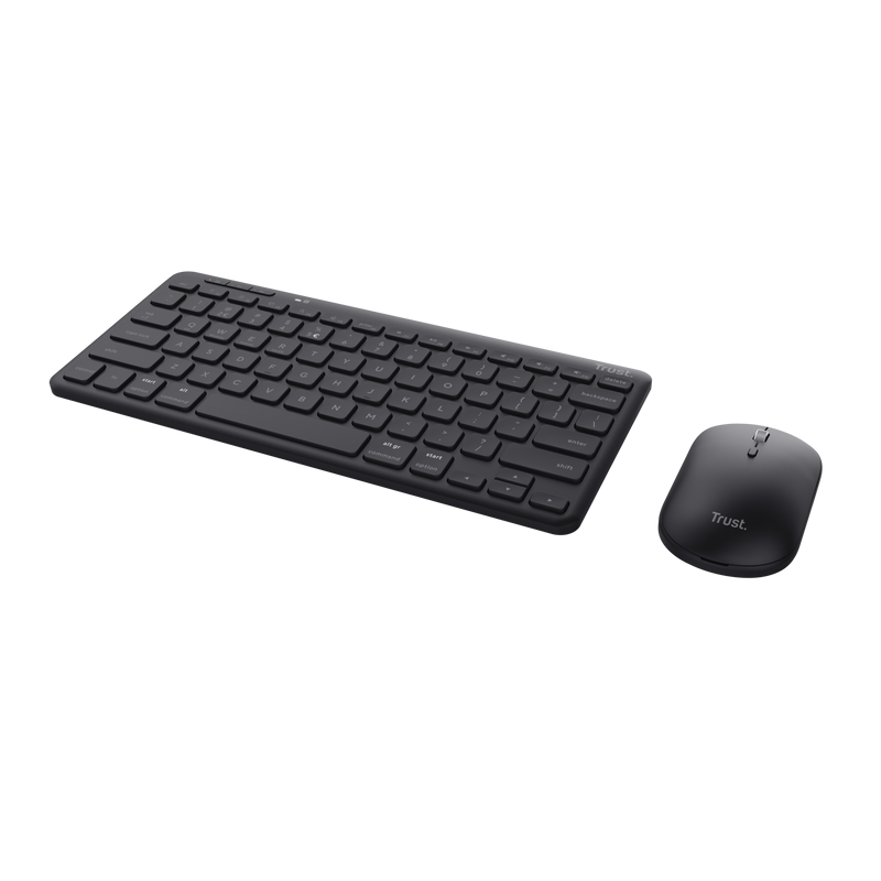 Trust Kit Wireless keyboard+mouse Lyra, mouse optic, rezolutie maxima 1200 DPI, conectivitate wireless, intefata USB-C, USB-A, negru