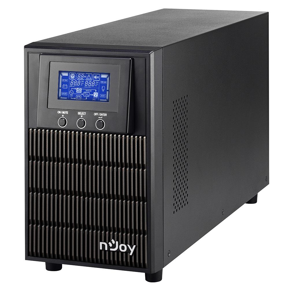 UPS nJoy Aten PRO 2000, 2000VA/ 1800W, On-line, LCD Display, 3 Prize Schuko cu Protectie, Management, Tower, Dubla conversie, Frequency Range 40Hz ~ 70 Hz, Connection port RS232 / USB / Intelligent Port, Dimensiuni: 397 x 145 x 220 mm, Greutate: 17 kg, Negru