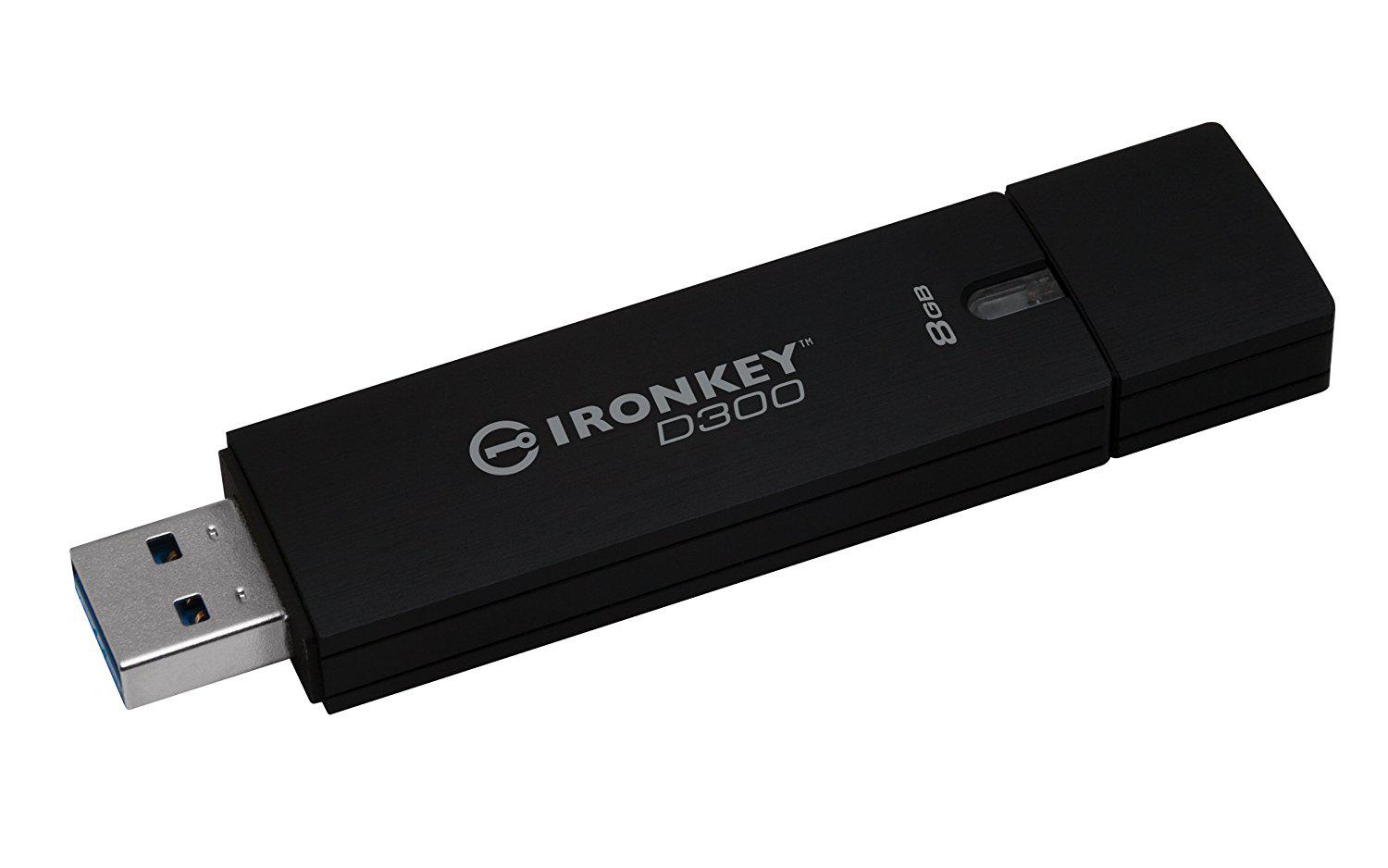 Memorie USB Flash Drive Kingston, 8GB, IronKey D300 Managed Encrypted, USB 3.0