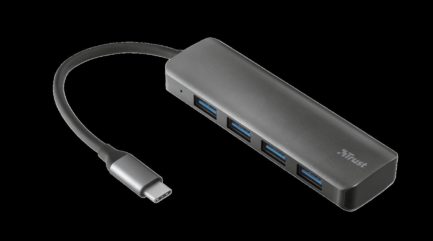 Hub USB Trust Halyx, 4 porturi USB 3.2, negru