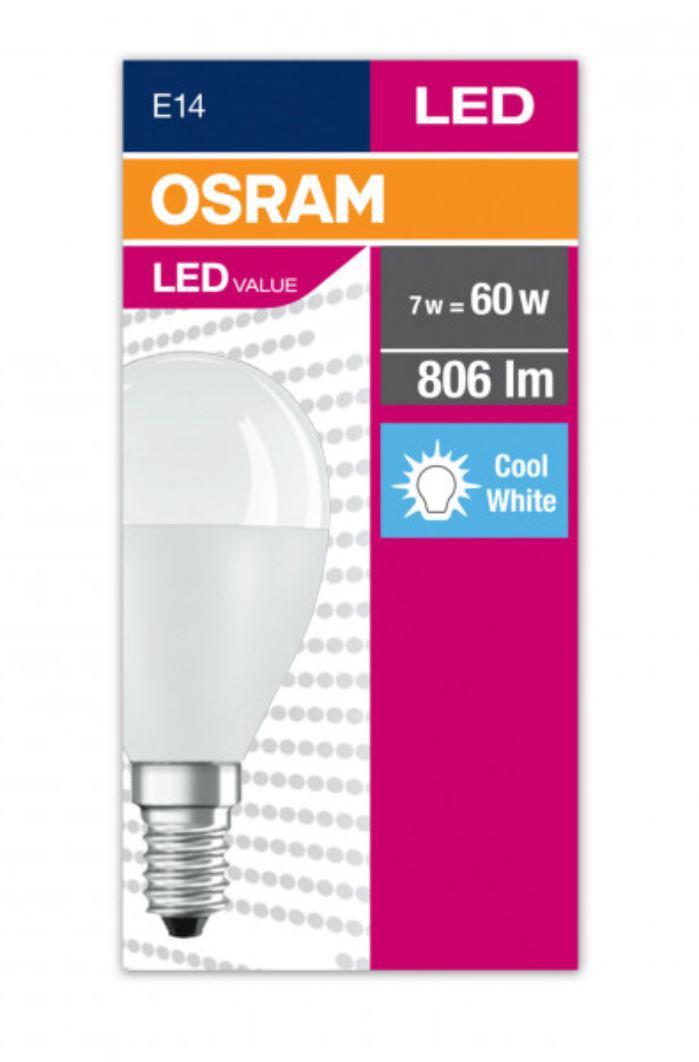 Bec LED Osram Value Classic P, E14, 7W (60W), 806 lm, lumina neutra (4000K)