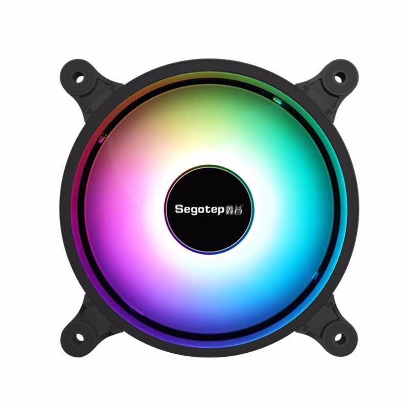 Ventilator Segotep GX-12S 120mm iluminare RGB, iluminare LED RGB, rulmenti de tip Hydraulic Bearing, sistem de montareanti-vibratii, 1200±10% RPM, 53 CFM, 16 dBA, conector 4pin Molex, dimensiuni: 120x120x25mm, nu necesita controller RGB