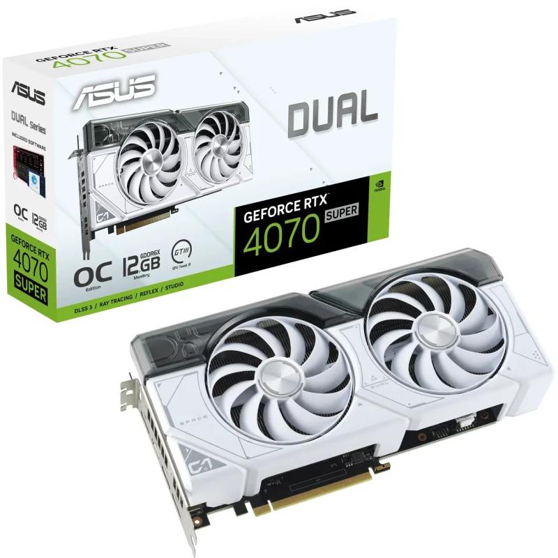 Placa video ASUS GeForce RTX 4070 SUPER DUAL OC White 12GB GDDR6X 192-bit DLSS 3.0