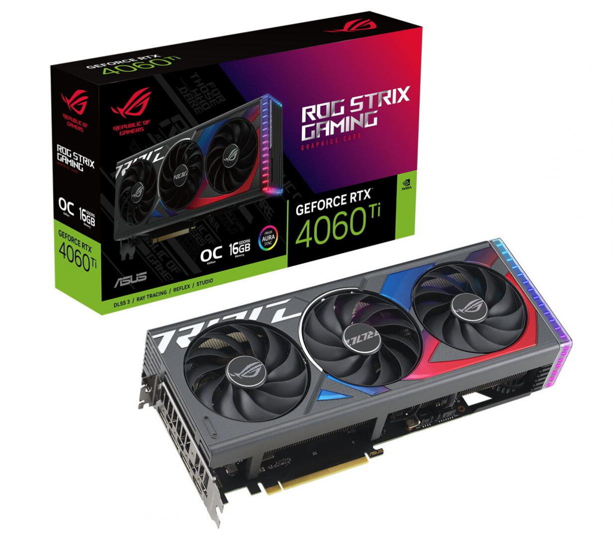 Placa video ASUS GeForce RTX 4060 Ti ROG STRIX OC 16GB GDDR6 128-bit DLSS 3.0