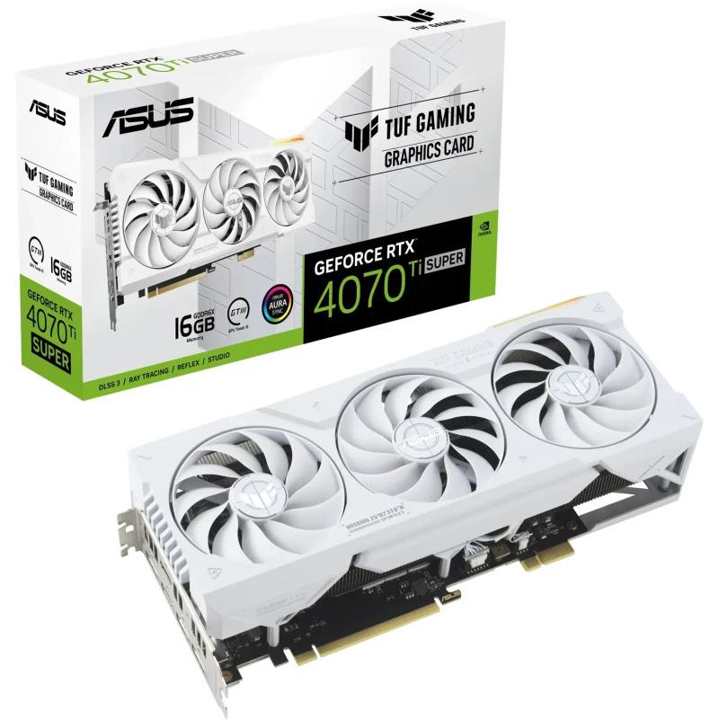 Placa Video ASUS TUF RTX 4070 TI SUPER BTF WHITE EDITION 16GB GDDR6X 256 bit