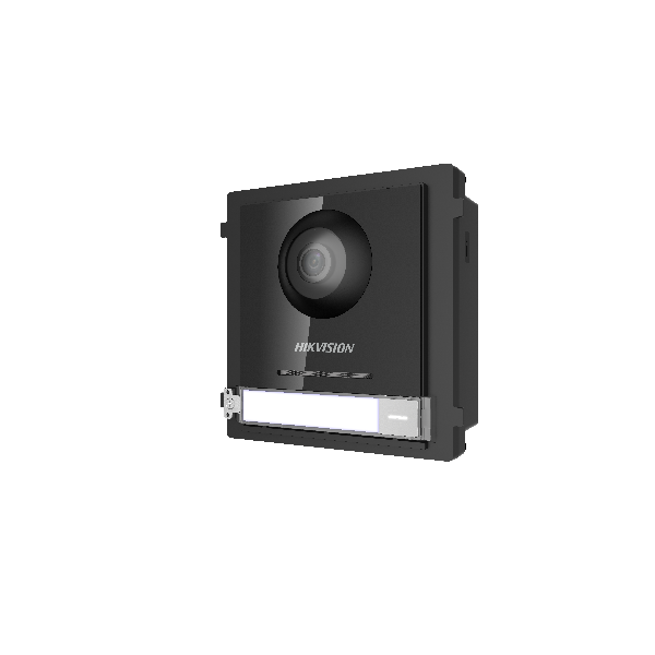 Videointerfon de exterior modular DS-KD8003-IME1(B) 2MP HD Camera, 1 Call physical Button, 2 lock relays, 4-ch alarm input, IP65, 12 VDC or standard PoE, Operating system Embedded Linux operation, system ROM 32 MB;RAM 256 MB; FOV Horizontal: 146°, Vertical: 82°; Power interface 12 VDC power output