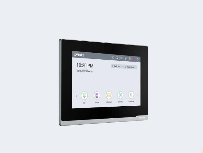 Monitor videointerfon DNAKE E216, Sistem Linux , Ecran 7-inch TFT LCD, Rezolutie 2MP, Touch Screen; Alimentare  PoE (802.3af) or DC12V/2A; Interfata:  1 x RJ45, 10/100 Mbps adaptive; Protocol:SIP, UDP, TCP, RTP, RTSP, NTP, DNS, HTTP, DHCP, IPV4, ARP, ICMP