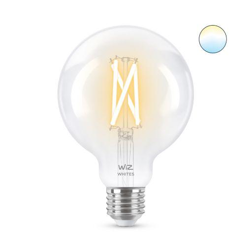 Bec LED inteligent WiZ Connected Filament Clear G95,Wi-Fi, E27, 6.7W (60W), 806 lm, lumina alba (2700-6500K), compatibilGoogle Assistant/Alexa/Siri