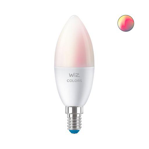 Bec LED RGB inteligent WiZ Connected Colors C37, Wi-Fi, E14, 4.9W (40W), 470 lm, lumina alba si color (2200-6500K), compatibil Google Assistant/Alexa/Siri