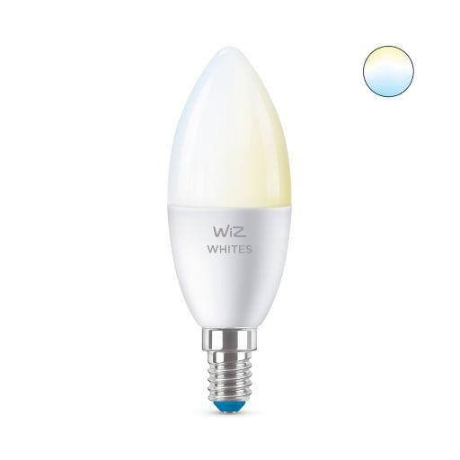 Bec LED inteligent WiZ Connected Whites C37, Wi-Fi, E14, 4.9W (40W) ,470lm, lumina alba (2700-6500K), compatibil Google Assistant/Alexa/Siri