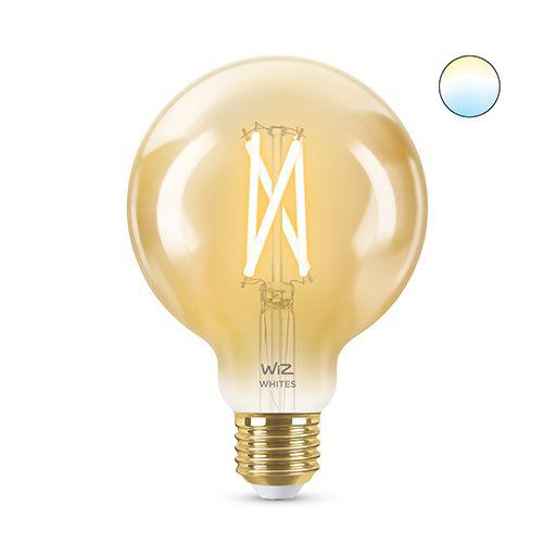 Bec LED inteligent vintage (decorativ) WiZ Connected Filament Gold G95 ,Wi-Fi, E27, 6.7W (50W), 640 lm, lumina alba (2000-5000K), compatibilGoogle Assistant/Alexa/Siri