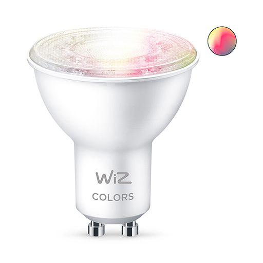 Bec LED RGB inteligent WiZ Connected Colors, Wi-Fi, GU10, 4.9W (50W), 345 lm, lumina alba si color (2200-6500K), compatibil Google A ssistant/Alexa/Siri